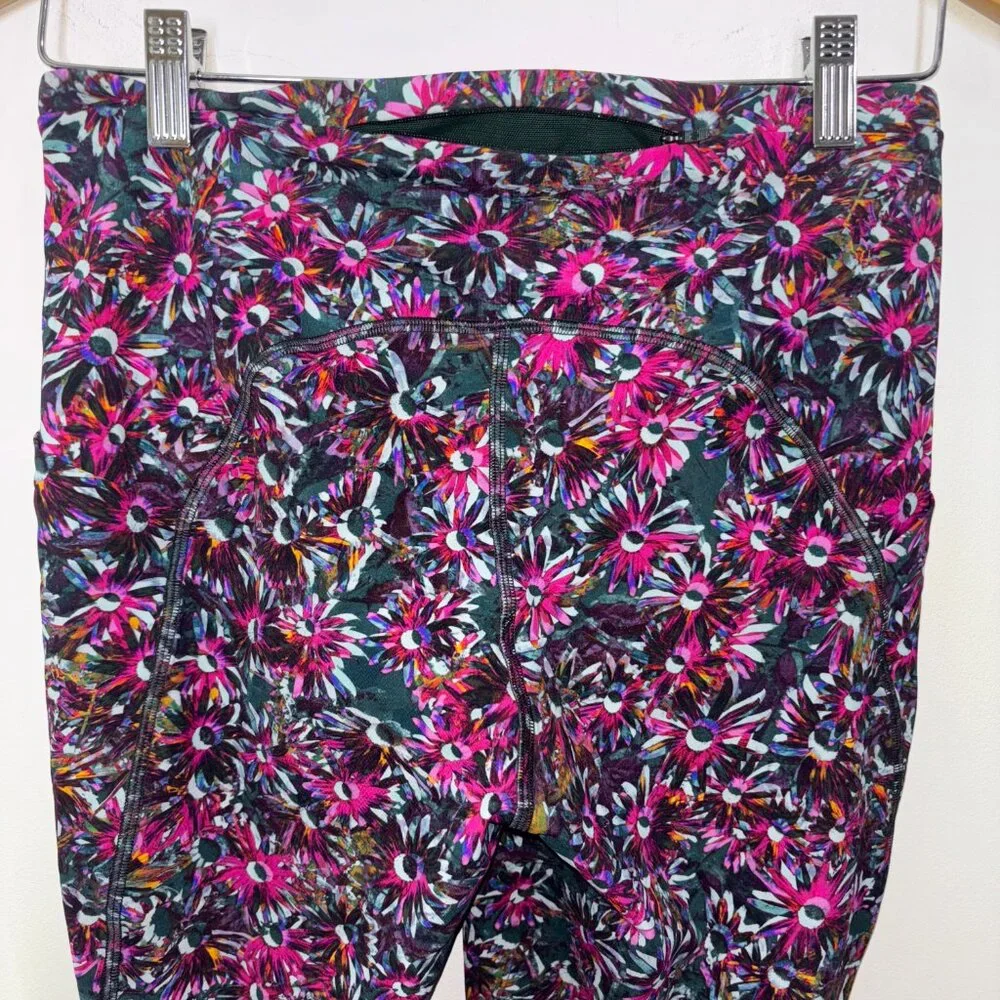 Lululemon High Rise Base Pace Tight Brushed Leggings in Floral Electric Size 8